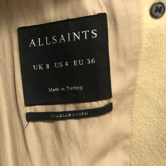 All Saints Inez Wool and Leather Coat